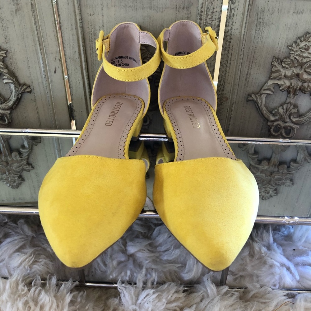 Pop of color yellow ankle strap sandal flats